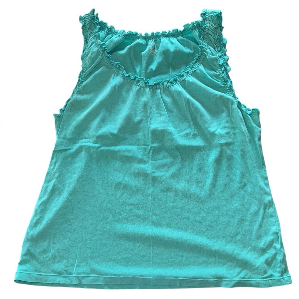 Jones New York Teal Ruffle Tank Top XL